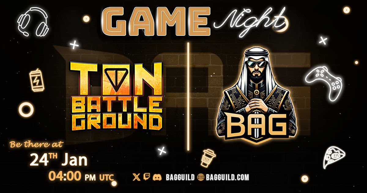 🚨 Game Night Alert! 🚨

🎮 Join us this Friday at 4:00 PM UTC for an epic Game Night with <a href="/TONBattleground/">TON Battleground</a>  x <a href="/BagGuild/">BAG - Based Arabian Guild</a>  

 the first multiplayer game on Telegram! 🔫

🔥 Special Feature: Our guild’s logo is now in the game!

🎯 Platform: <a href="/telegram/">Telegram Messenger</a> 
🕹️ Mode: Play ama
✨ Support