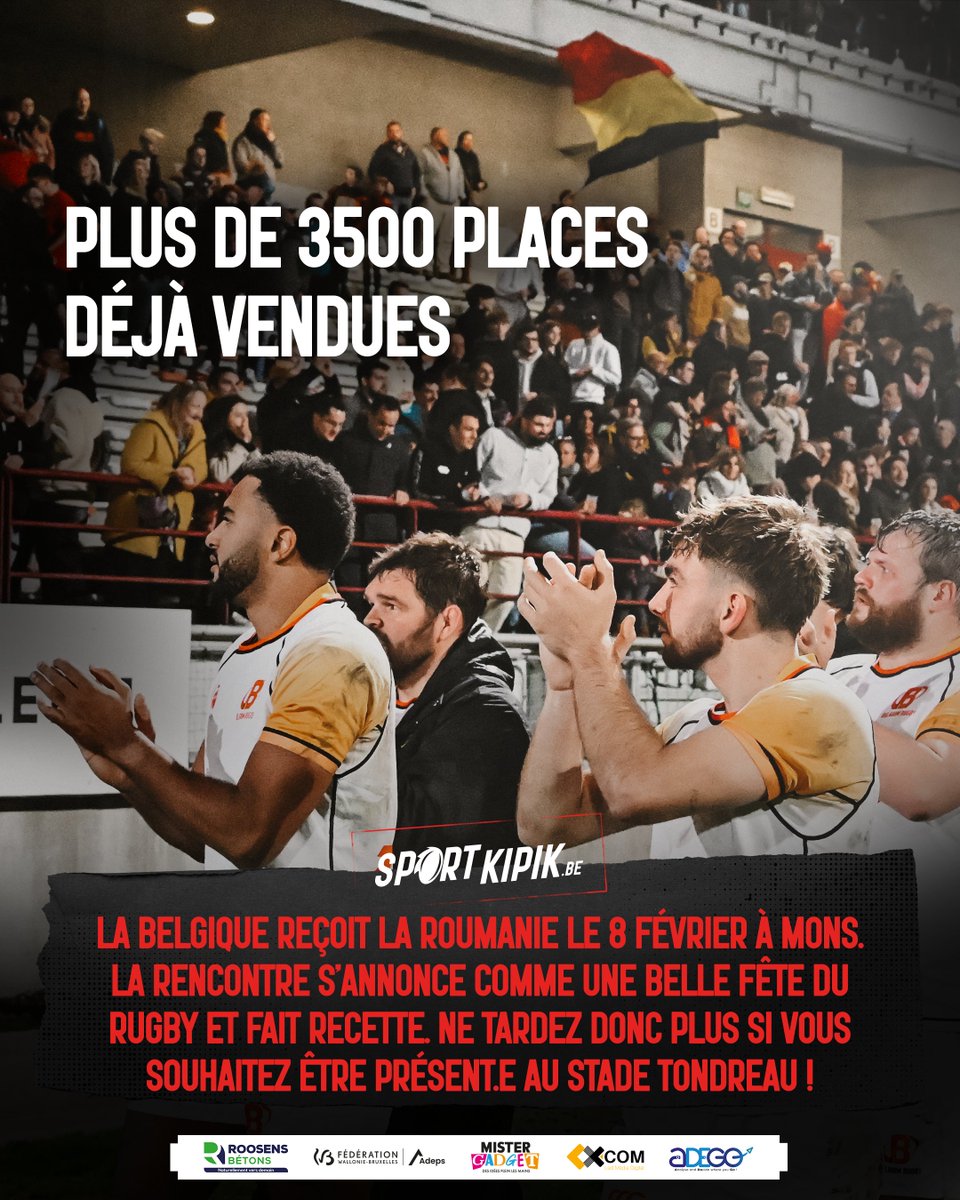 Pour son unique rencontre à domicile de la phase de poules du REC 2025, la Belgique 🇧🇪 reçoit la Roumanie 🇷🇴 le 8 février à Mons (20h). La rencontre s’annonce comme une belle fête et fait recette. Ne tardez donc plus à commander vos places ➡️ sportkipik.be/plus-de-3500-p…