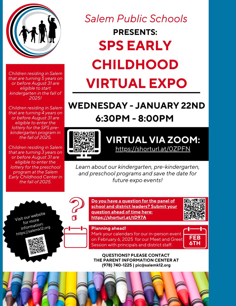 SalemSchoolsk12's tweet photo. TONIGHT!
Your child's education begins here.
The SPS Early Childhood Expo Virtual Town Hall begins tonight at 6:30 p.m.

Meeting Link: https://t.co/qtcIWdB0IP

The Meet &amp; Greet Session is scheduled for Thursday, Feb. 6 (5:30-7pm) at the Collins Middle School. https://t.co/lHcLKY9L5a