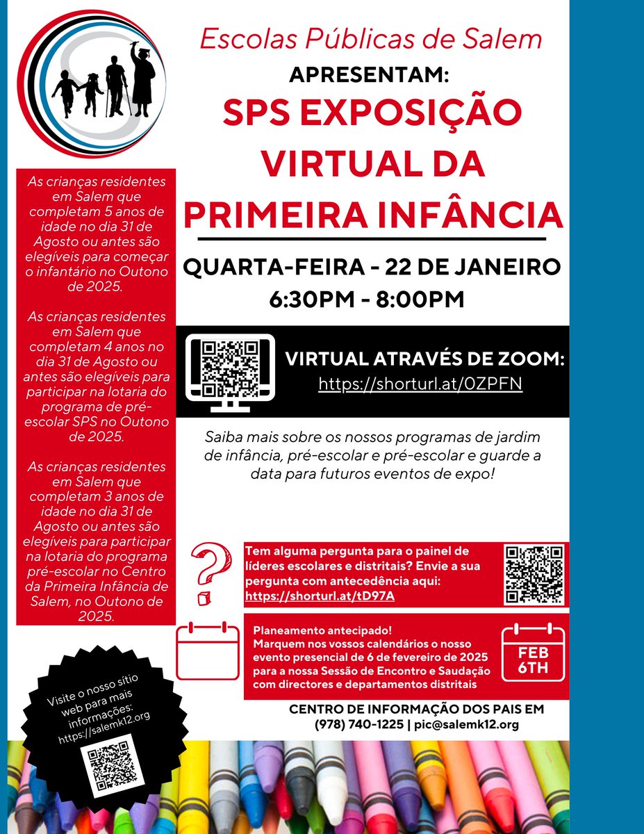 TONIGHT!
Your child's education begins here.
The SPS Early Childhood Expo Virtual Town Hall begins tonight at 6:30 p.m.

Meeting Link: us06web.zoom.us/j/84164266030#…

The Meet &amp; Greet Session is scheduled for Thursday, Feb. 6 (5:30-7pm) at the Collins Middle School.