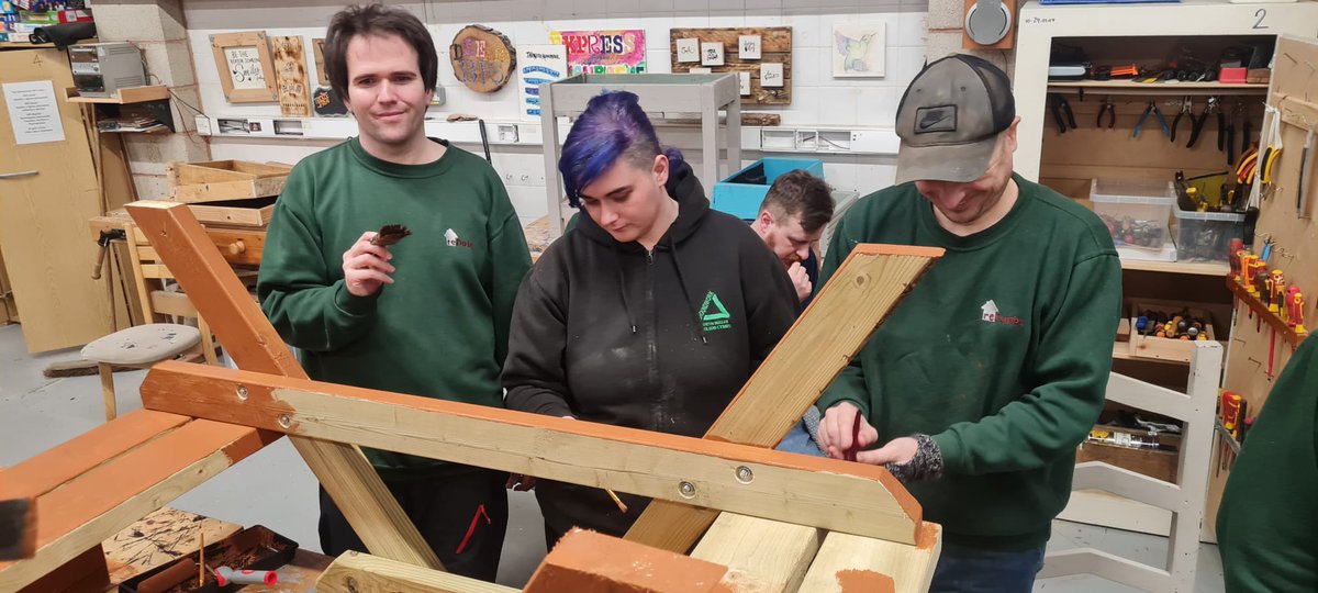 RefurbsFlint's tweet image. Busy day at Wood Shed building &amp;amp; painting an accessible picnic bench for Pedal Power Wrexham, an all-ability cycling charity! 🌳 Flintshire Wood Shed offers a friendly space for unemployed/retired individuals to connect, learn new skills, &amp;amp; share old ones. #Community #Woodworking
