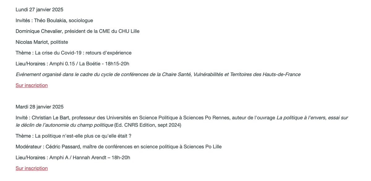AFSP (@afspinfos) on Twitter photo Retrouvez toutes les conférences organisées par <a href="/ScPoLille/">Sciences Po Lille</a> ici :
sciencespo-lille.eu/actualites/retâŠ
Ă venir
âĄïž La crise du Covid-19 : retours d'expĂ©rience (27 janvier 2025)
âĄïž La politique n'est-elle plus ce qu'elle Ă©tait ? (28 janvier 2025)
#partenaireinstitutionnel Retrouvez toutes les conférences organisées par <a href="/ScPoLille/">Sciences Po Lille</a> ici :
sciencespo-lille.eu/actualites/retâŠ
Ă venir
âĄïž La crise du Covid-19 : retours d'expĂ©rience (27 janvier 2025)
âĄïž La politique n'est-elle plus ce qu'elle Ă©tait ? (28 janvier 2025)
#partenaireinstitutionnel