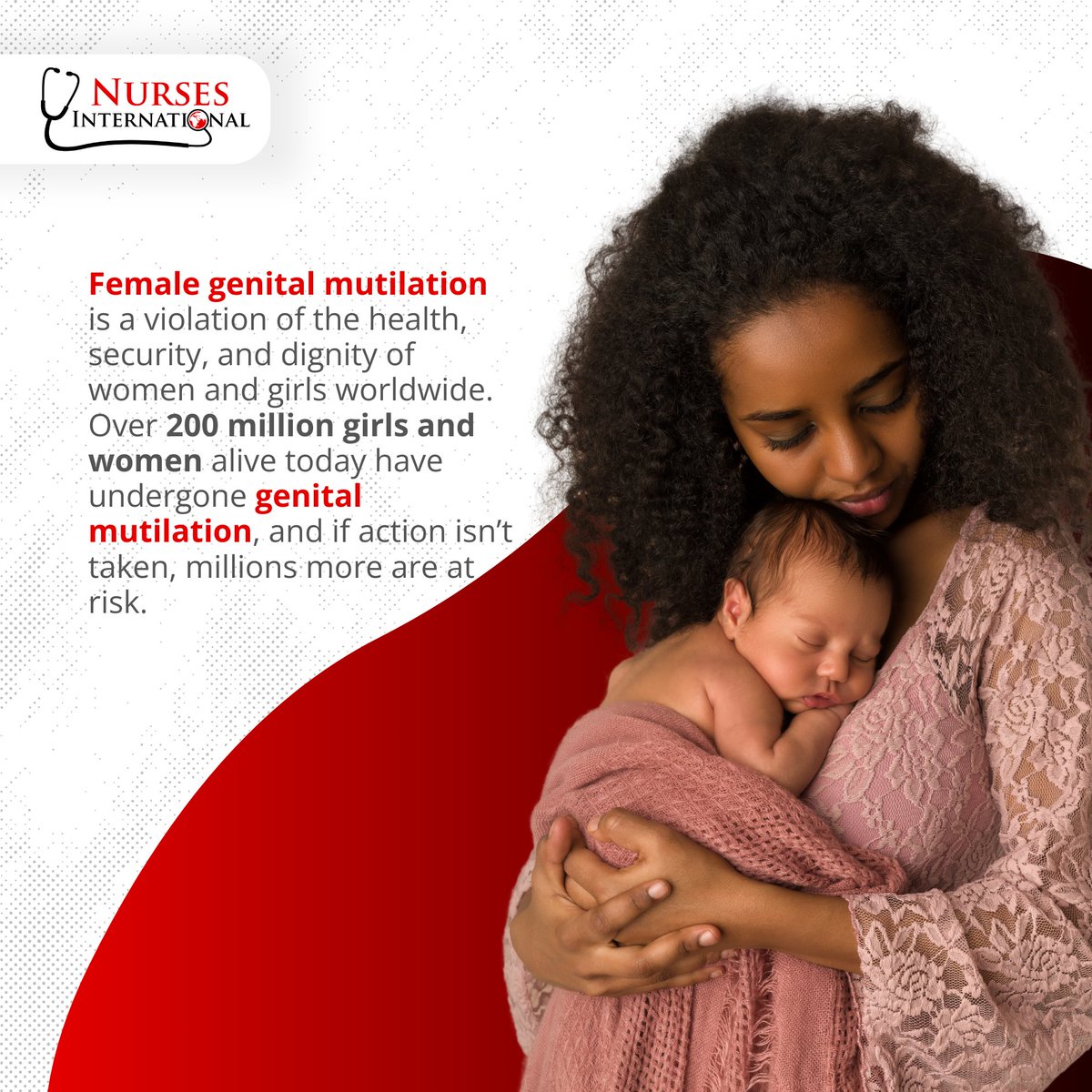 NursesInt's tweet photo. Today is the International Day of Zero Tolerance for FGM.

Over 200 million girls and women have undergone genital mutilation (UN, 2025). At NI, we believe education can end this harmful practice. Let’s raise awareness and advocate for change. https://t.co/AX0Ji9LcL0