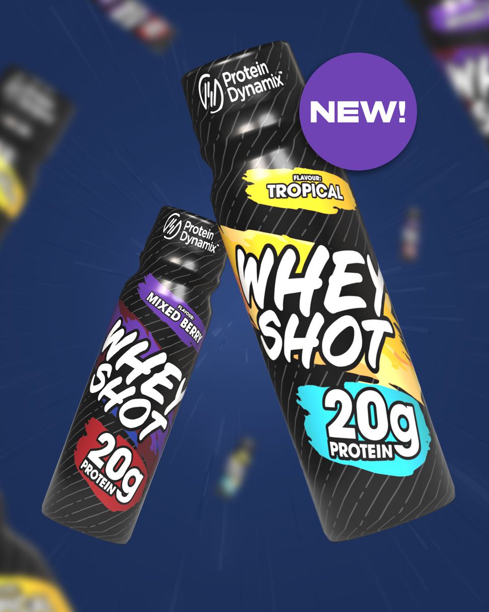 scimxofficial's tweet photo. Your daily protein boost in seconds 🏃‍♂️

The Protein Dynamix Whey Protein Shot packs a whole 20g of fast absorbing protein. No mixing or mess, just protein in seconds and available in two delicious flavours:🍓Mixed Berry and🌴Tropical.

#SCIMX #WheyProtein #Protein #Nutrition #RTD https://t.co/5sDFhs0Nub