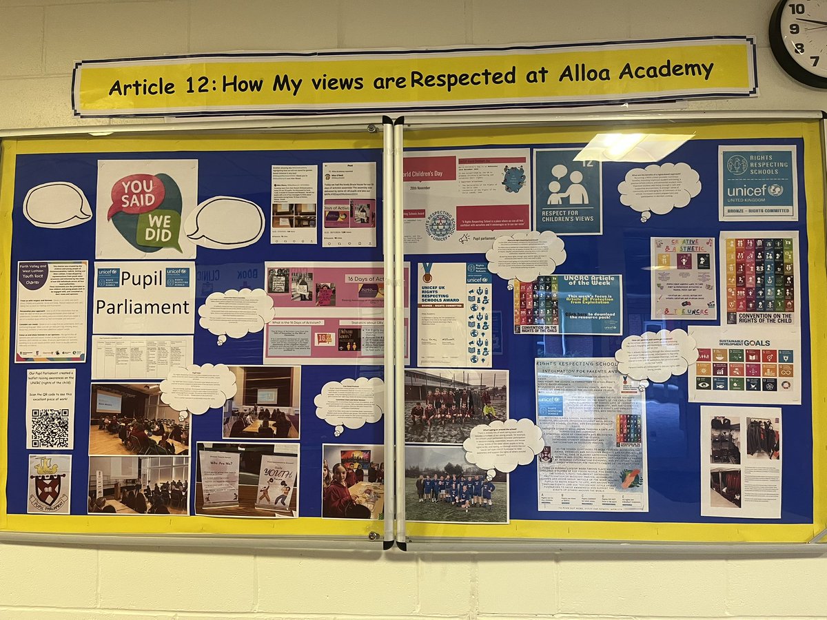Last week it was the school website. This week our display board in the social area has been updated to reflect all of the young people’s hard work promoting rights and using their voice. 

Pupils are encouraged to take a look! 

⏳“You said, We did…” 📣

#Article12 #UNCRC #RRS
