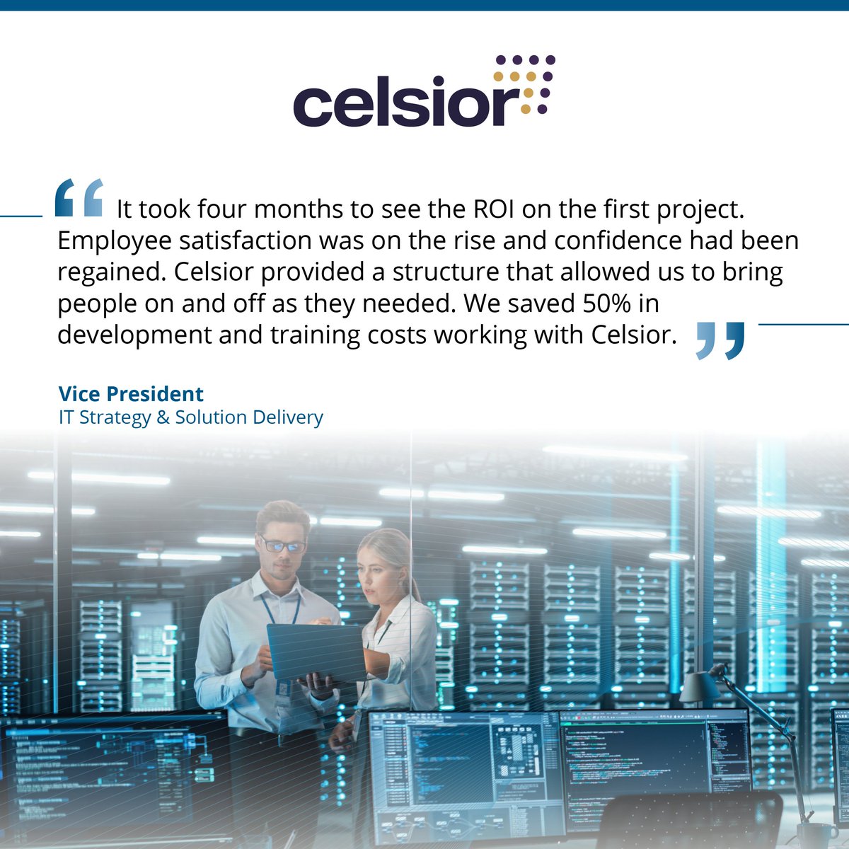 CelsiorTech's tweet image. We’re not just about delivering results—we’re about driving measurable impact for our clients. 

Let’s create your success story: hubs.ly/Q033vVM_0

#CustomerSuccess #Celsior #DrivingROI #FlexiblePartnerships #InnovationInAction #FutureFocused