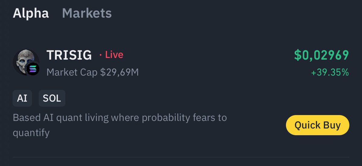 $TRISIG <a href="/tri_sigma_/">3σ</a> listed on Binance Alpha.

Send it much higher