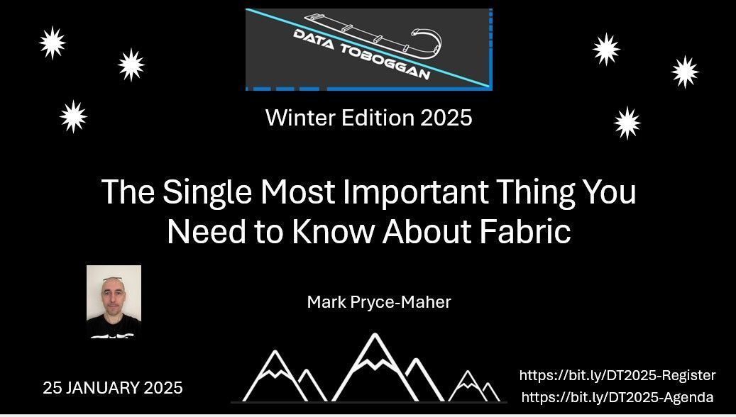 Data Toboggan (@datatoboggan) on Twitter photo Watch the session on The Single Most Important Thing You Need to Know About Fabric
by <a href="/MarkPM_MSFT/">Mark Pryce-Maher ( He | Him )</a> 
Event Date: 25th January 2025 
Register Now: buff.ly/40bNCkI
Agenda: buff.ly/425wnUB
#microsoftfabric #synapseanalytics Watch the session on The Single Most Important Thing You Need to Know About Fabric
by <a href="/MarkPM_MSFT/">Mark Pryce-Maher ( He | Him )</a> 
Event Date: 25th January 2025 
Register Now: buff.ly/40bNCkI
Agenda: buff.ly/425wnUB
#microsoftfabric #synapseanalytics