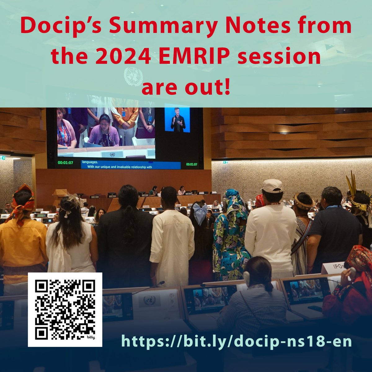 Docip_en's tweet image. We’re delighted to share our Summary Notes from the 17th Session of the Expert Mechanism on the Rights of Indigenous Peoples held in Geneva in July 2024.

Dive into the highlights and essential insights:
👉 bit.ly/docip-news-2627

#EMRIP #IndigenousRights #HumanRights
