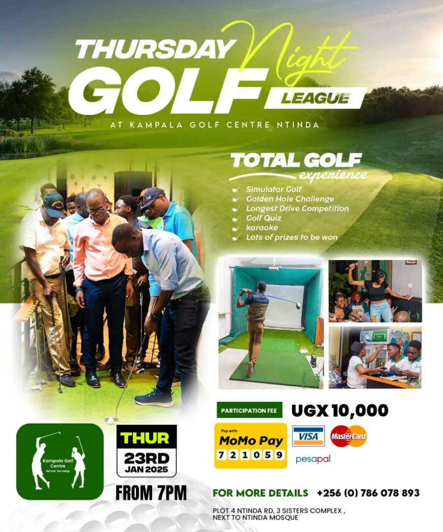 KlaGolfCenter's tweet photo. Are you for a  Thursday night plot !,  kampala Golf centre is ready to host y'all for great golf experience every Thursday. https://t.co/U4aIHWtyFf