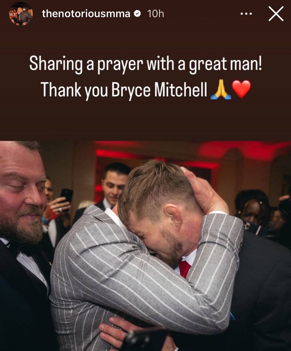 Conor Mcgregor &amp; Bryce Mitchell sharing a prayer together ❤️