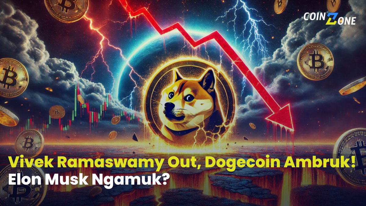 CoinZoneMedia's tweet photo. Drama DOGE lagi panas! π Vivek Ramaswamy mundur dari D.O.G.E bikin harga Dogecoin drop 7%! Rumor dia bakal nyalon jadi gubernur Ohio makin kuat. Elon Musk pun ikut panas. Market chaos, guys! Stay tuned di #coinzone buat update seru lainnya! #blockchain #DOGEΒ #coinzonemedia https://t.co/oeucP3dVgJ