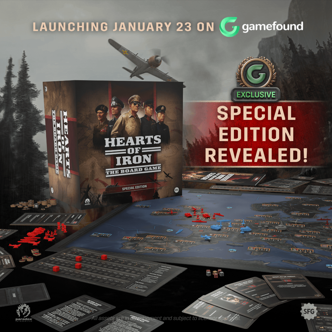 EDITION REVEAL 🎖️ 
ICYMI: With only 1 DAY to launch, we take a first look at the standard and special editions of the Hearts of Iron: The Board Game core set in the latest update 👉 gamefound.com/en/projects/st…

#HeartsOfIron