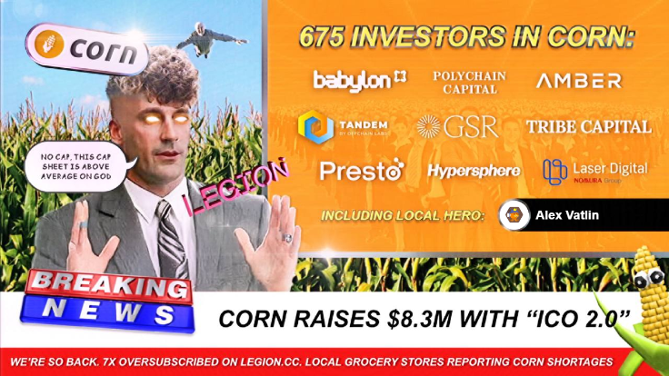 WE ARE SO BACK! <a href="/use_corn/">CORN</a> is running it back with the ICO 2.0 
 Same terms, equal access, and some big names, all on <a href="/legiondotcc/">LEGION</a> 🌽