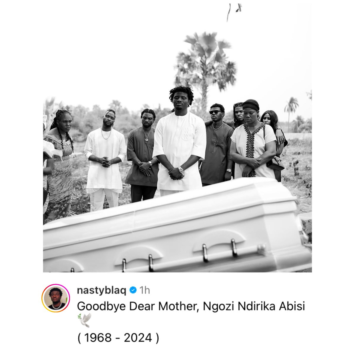 instablog9ja's tweet image. Skitmaker Nastyblaq mourns, as he lays his mom to rest