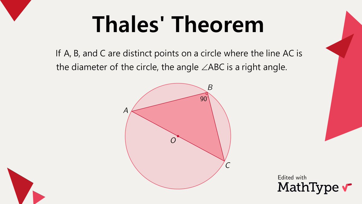 Thales' theorem states that a triangle inscribed in a circle, with one side being the circle's diameter, is always a right triangle. This simple yet powerful theorem is a fundamental concept in geometry and has wide-ranging applications.

#math #mathematics #mathfacts