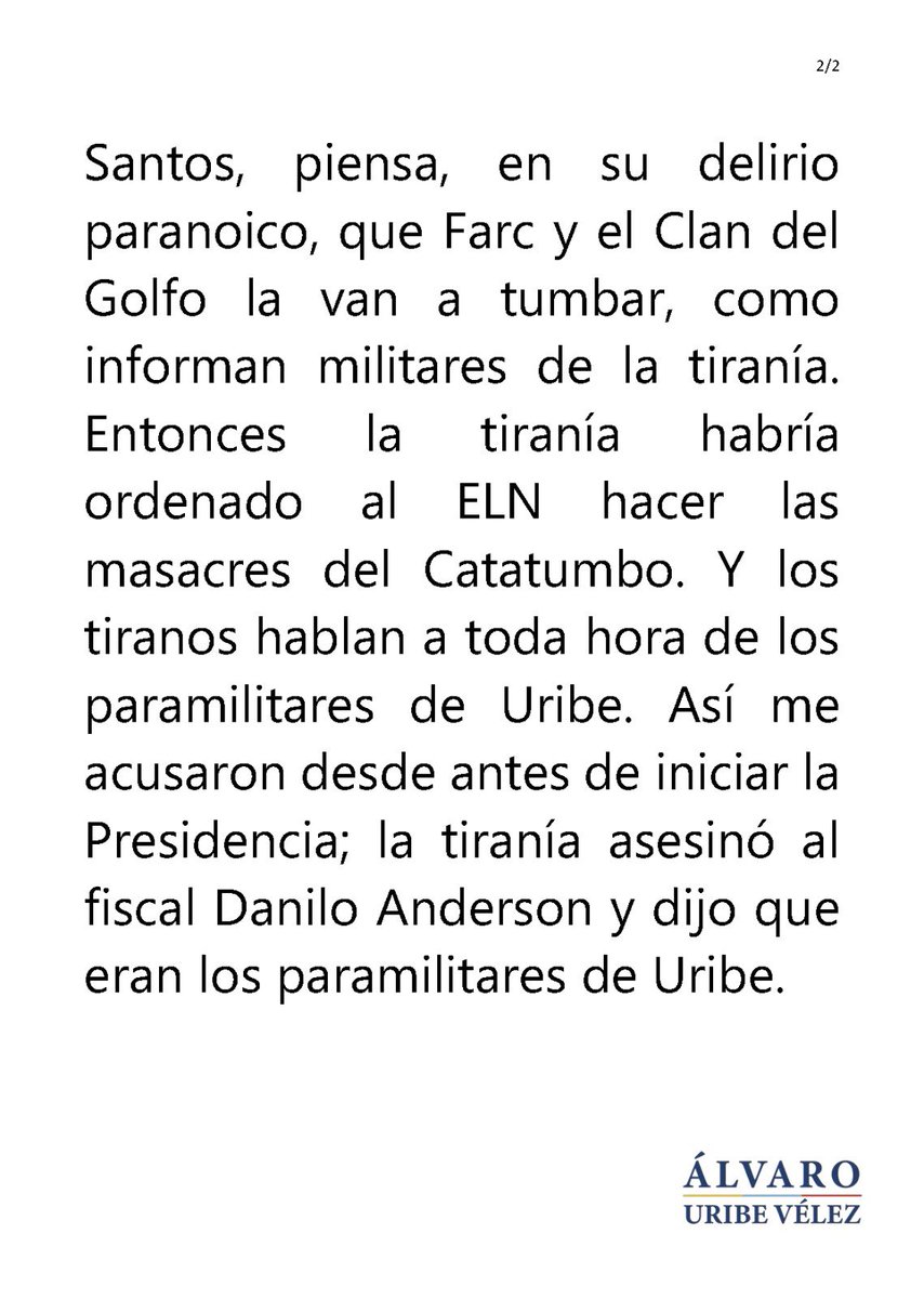 AlvaroUribeVel's tweet photo. La responsabilidad de la Tiranía de Venezuela en las masacres del Catatumbo. https://t.co/GXHfDyh6py