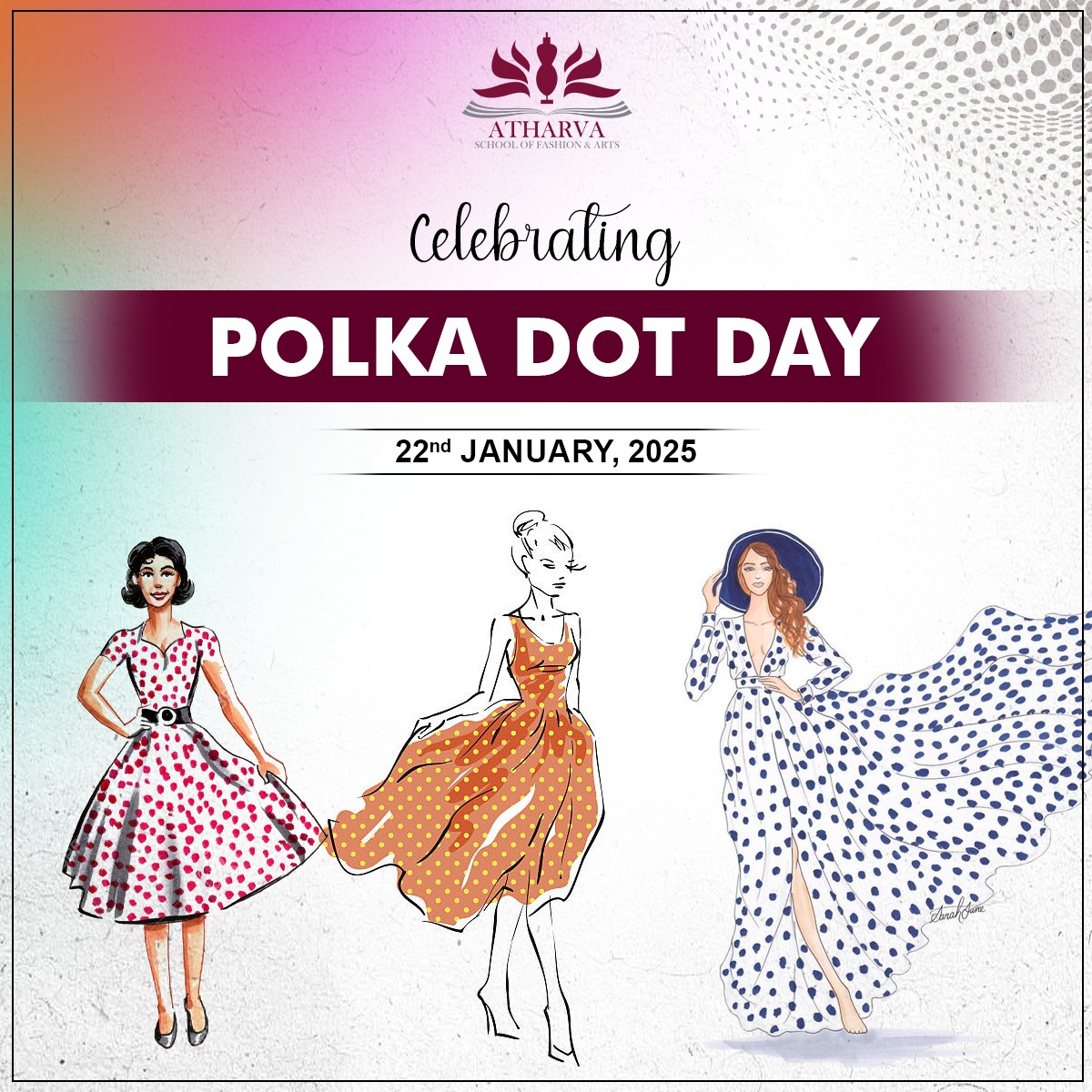 AsfaAtharva's tweet photo. ✨🎀 Happy Polka Dot Day! 🎀✨

Atharva School of Fashion and Arts celebrates the timeless charm of polka dots!

#PolkaDotDay #AtharvaSchoolOfFashionAndArts #TimelessFashion #CreativeDesigns #FashionWithFun #PolkaDotStyle #CelebratePatterns #FashionLove #UniversityofMumbai https://t.co/Wfe4jAWXTi