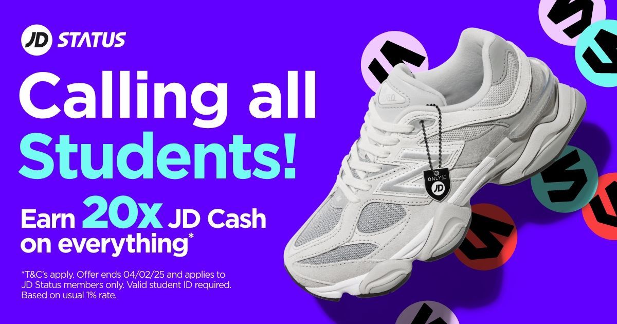 Verify your student account to earn 20x JD Cash every time you shop 🚀
