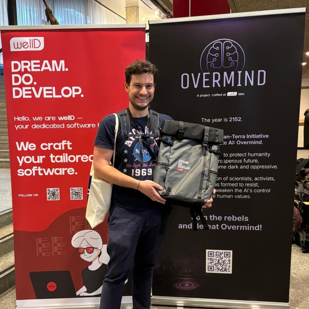 welldofficial's tweet photo. At Voxxed Days Ticino, Matteo Codogno and Andrea Rubino delivered an inspiring presentation introducing Overmind, an #AI-driven investigative narrative game, as a creative use case for #SpringAI 🚀
🎮 Attendees had the chance to play Overmind! Congratulations to the winners 🏆 https://t.co/VTbVPaiLQD