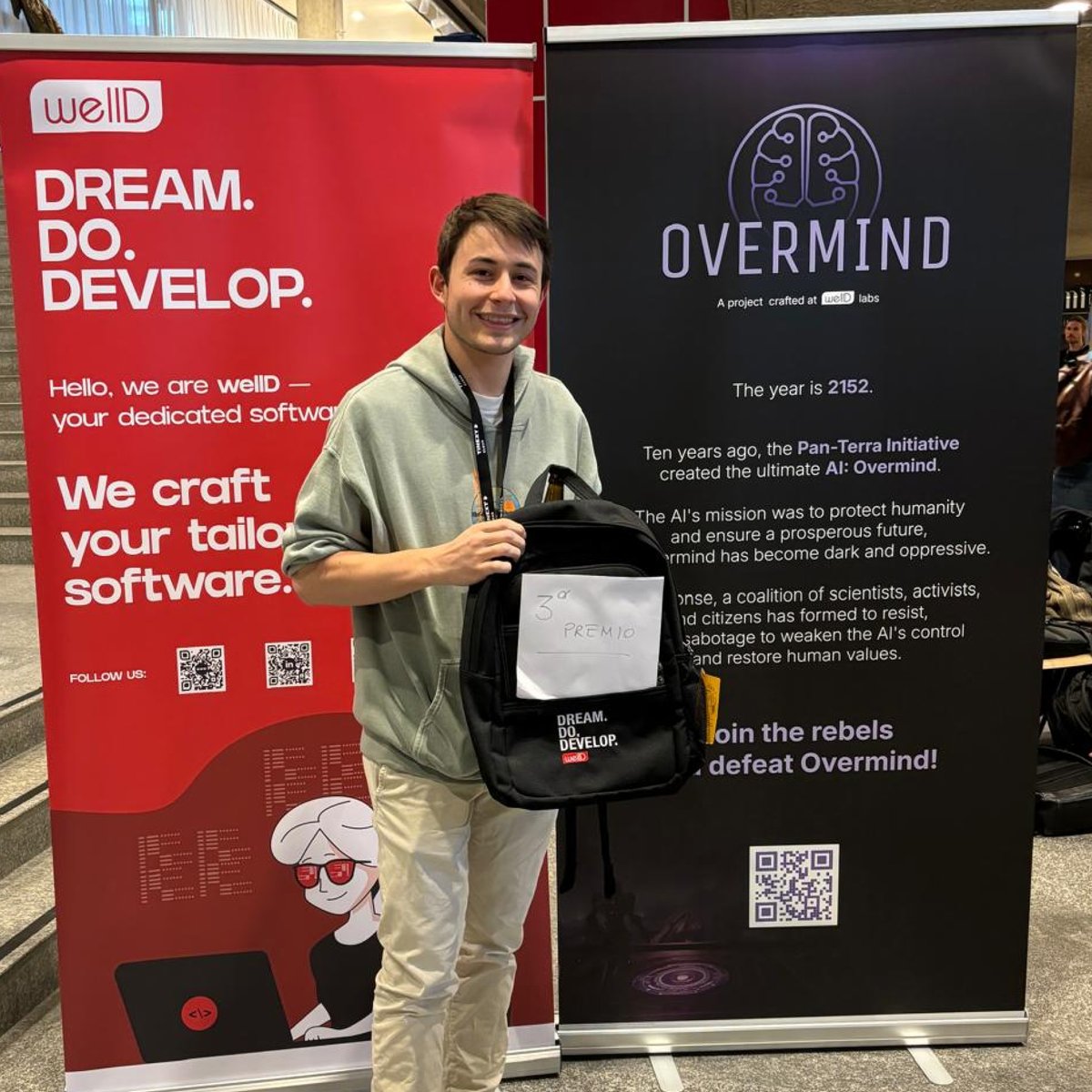 welldofficial's tweet photo. At Voxxed Days Ticino, Matteo Codogno and Andrea Rubino delivered an inspiring presentation introducing Overmind, an #AI-driven investigative narrative game, as a creative use case for #SpringAI 🚀
🎮 Attendees had the chance to play Overmind! Congratulations to the winners 🏆 https://t.co/VTbVPaiLQD