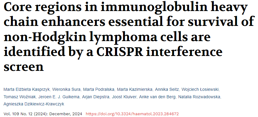 Agnieszka Dzikiewicz-Krawczyk (@agdzikiewicz) on Twitter photo In our work recently published in <a href="/Haematologica/">Haematologica</a> we used CRISPRi screen to pinpoint the crucial regions of IGH enhancers in B-cell non-Hodgkin lymphoma with IGH translocations.
Check here haematologica.org/article/view/h… In our work recently published in <a href="/Haematologica/">Haematologica</a> we used CRISPRi screen to pinpoint the crucial regions of IGH enhancers in B-cell non-Hodgkin lymphoma with IGH translocations.
Check here haematologica.org/article/view/h…