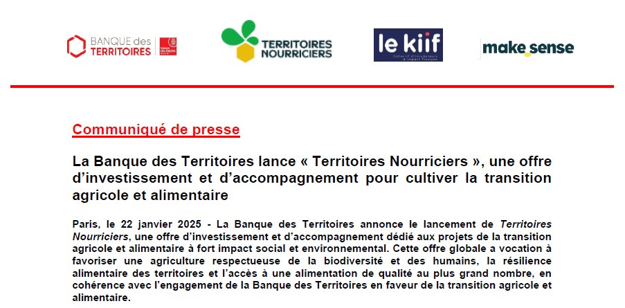 Caisse des Dépôts - Presse (@cdc_presse) on Twitter photo <a href="/BanqueDesTerr/">Banque des Territoires</a> lance « Territoires Nourriciers », une offre d’#investissement et d’#accompagnement pour cultiver la transition agricole et alimentaire.
Le communiqué👉urlr.me/kyrbW7 <a href="/BanqueDesTerr/">Banque des Territoires</a> lance « Territoires Nourriciers », une offre d’#investissement et d’#accompagnement pour cultiver la transition agricole et alimentaire.
Le communiqué👉urlr.me/kyrbW7