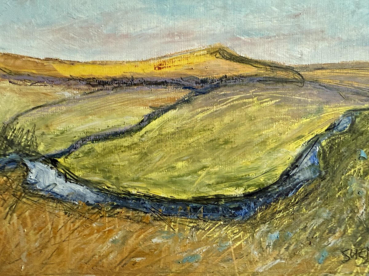 staithesartist's tweet image. #HiggerTor #DarkPeak #gritstone #PeakDistrict #CarlWark #oilpastels #landscape #watercolourpsper A3