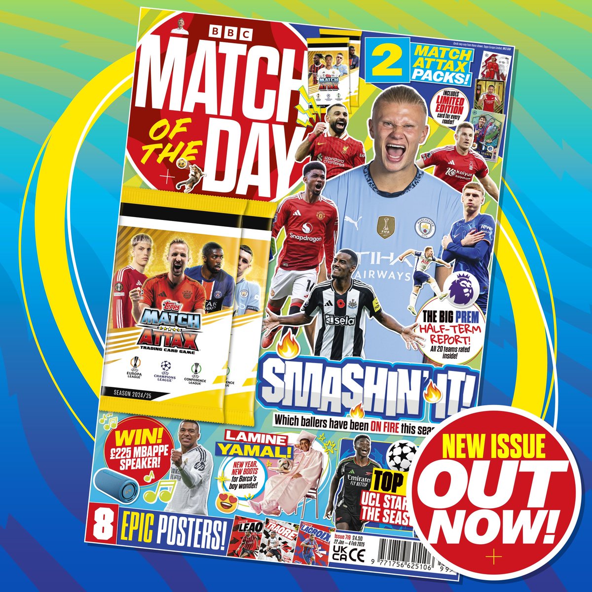 BBC Match of the Day mag (@motdmag) on Twitter photo 🔥 𝐁𝐀𝐋𝐋𝐄𝐑𝐒 𝐎𝐍 𝐅𝐋𝐀𝐌𝐄𝐒! 🔥
Find every team’s top performer inside our new issue, plus… ⬇️
🤩 UCL stars of the season!
👟 Yamal’s new boots!
⏰ Epic Deadline Day action!
🔊 Win Mbappe speaker!
🎊 10 <a href="/ToppsMatchAttax/">Topps Match Attax</a> cards!
🥳 OUT NOW – tell your kids! 🥳 🔥 𝐁𝐀𝐋𝐋𝐄𝐑𝐒 𝐎𝐍 𝐅𝐋𝐀𝐌𝐄𝐒! 🔥
Find every team’s top performer inside our new issue, plus… ⬇️
🤩 UCL stars of the season!
👟 Yamal’s new boots!
⏰ Epic Deadline Day action!
🔊 Win Mbappe speaker!
🎊 10 <a href="/ToppsMatchAttax/">Topps Match Attax</a> cards!
🥳 OUT NOW – tell your kids! 🥳