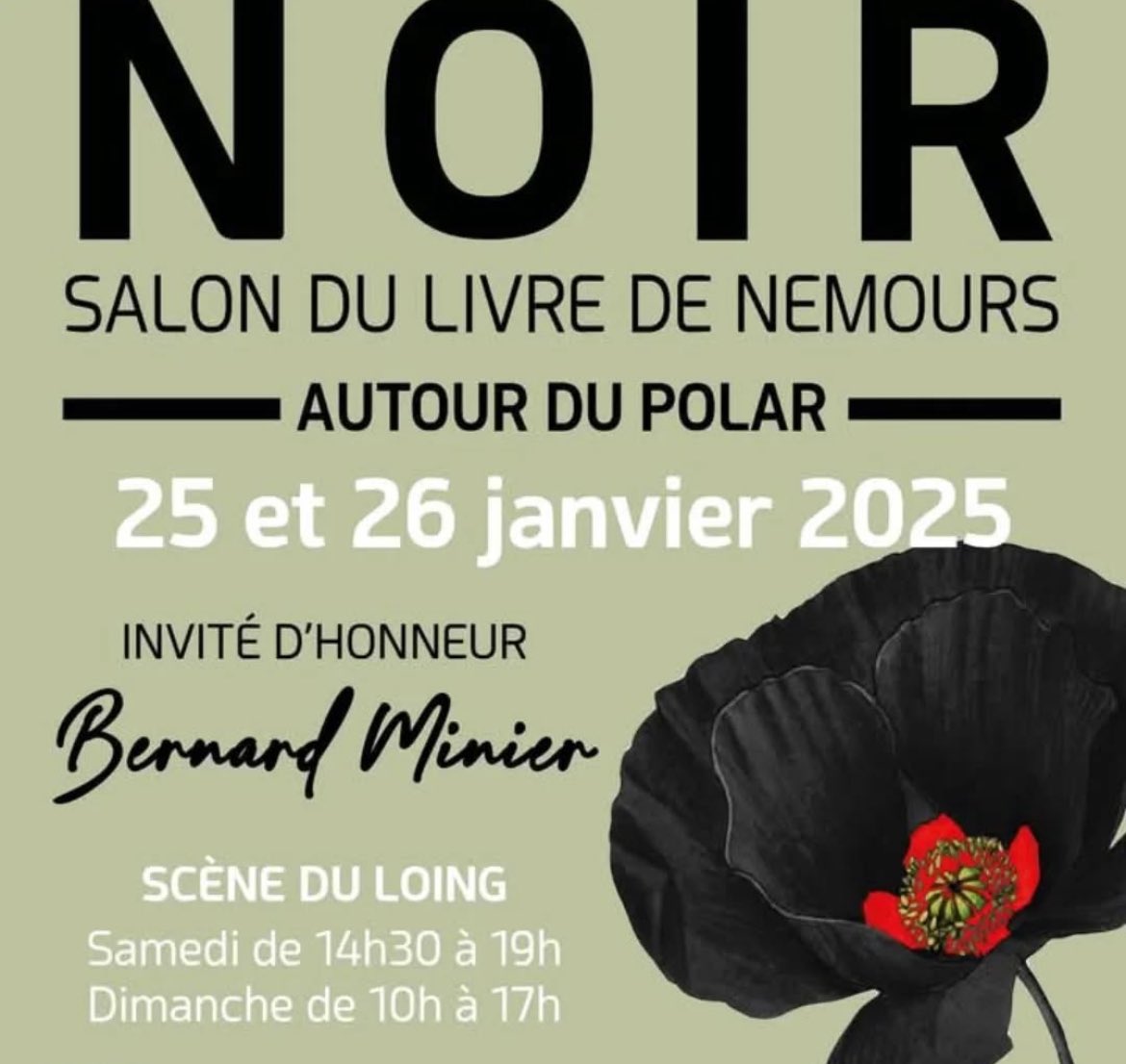 Bernard_Minier's tweet photo. Nemours, Coquelicot Noir, c'est ce week-end !
Allons cueillir ensemble la fine fleur du polar et du thriller avec une brochette d'auteurs incontournables. À samedi ! #CoquelicotNoir #Nemours #Fontainebleau
#SeineetMarne #salondulivre #Loing
#invited'honneur #Seine-et-Marne https://t.co/Aaixg1QZmQ