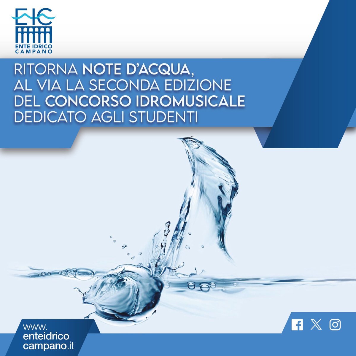 L'Ente Idrico Campano e l'Ufficio Scolastico Regionale per la Campania rinnovano il loro impegno con la seconda edizione del contest idromusicale "Note d’Acqua", un progetto che unisce musica, cultura e tutela ambientale. Qui il link:  mim.gov.it/web/miur-usr-c…
