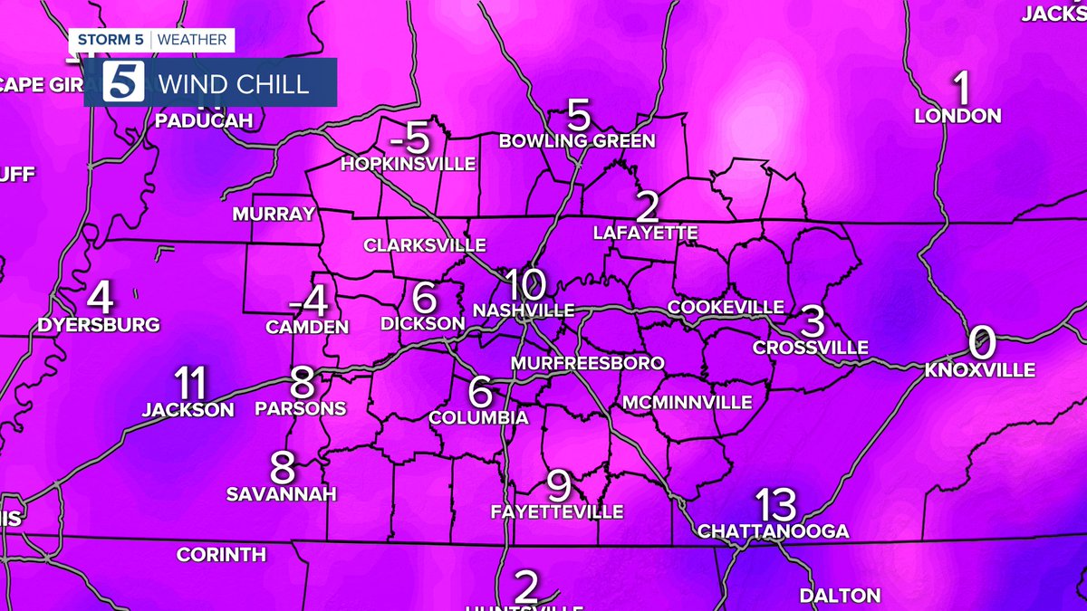 NC5_LelanStatom's tweet photo. Single digit temperatures for most of you to start this #HumpDay! Here are the 5am temps. A Cold Weather Advisory remains in effect until 9am. #NC5 #tnwx #kywx #Storm5Weather #CrazyCold https://t.co/AIVcwQ0uS4