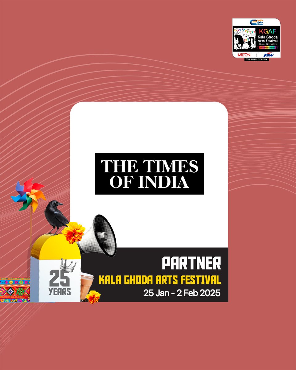 kgafest's tweet photo. We’re delighted to welcome #TimesofIndia as our partner to the Kala Ghoda Arts Festival XXV! Thank you for amplifying the vibrancy and creativity of this iconic celebration.
#KalaGhodaArtsFestival #TimesOfIndia #KGAFXXV #kgaf #kgaf25 https://t.co/z9vxtMXcN1