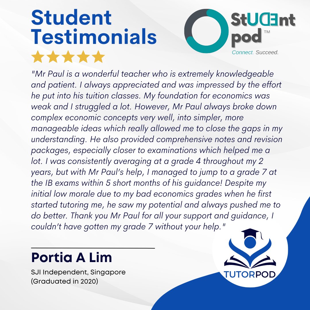 _Studentpod_'s tweet image. Big thanks to Portia A Lim from SJI Independent, Singapore (Graduated in 2020) for her amazing review of Tutorpod, the teaching arm of Studentpod! We&apos;re thrilled to hear how it helped you on your learning journey. 🙏 
#Studentpod #Tutorpod #Grateful #Education #SGStudents…