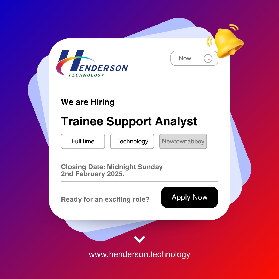 _HendersonTech's tweet photo. 🚀 We're looking for a 𝑻𝒓𝒂𝒊𝒏𝒆𝒆 𝑺𝒖𝒑𝒑𝒐𝒓𝒕 𝑨𝒏𝒂𝒍𝒚𝒔𝒕 to join our team at Henderson Technology!

If you're passionate about IT support and eager to kick-start your career in retail technology, this is the role for you. 🌟 

👉 Apply here: https://t.co/I6NNLRIve2 https://t.co/lBGRMne2GQ