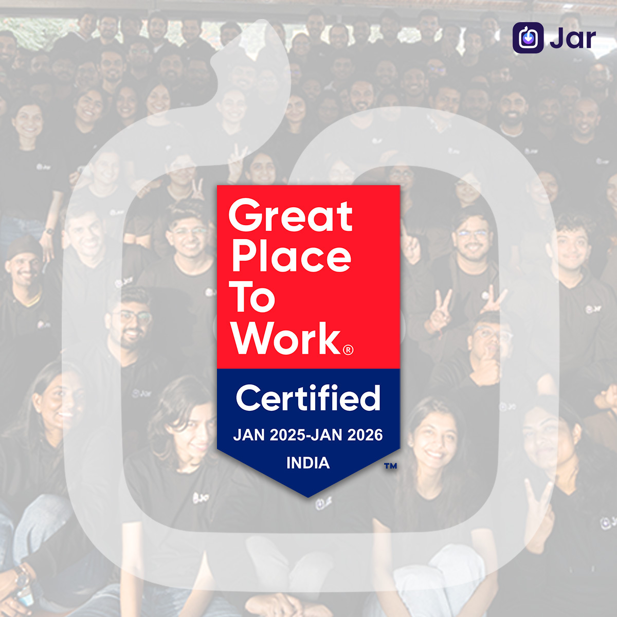 JarAppHQ's tweet photo. π We're officially a Great Place to Workβagain! ππ»
For the 2nd year in a row, Jar has been recognized as a workplace where collaboration, trust, and excellence thrive.
A huge shoutout to our incredible team for building a culture worth celebrating! π
#JarFam #GreatPlaceToWork https://t.co/MvMUJiKOPr