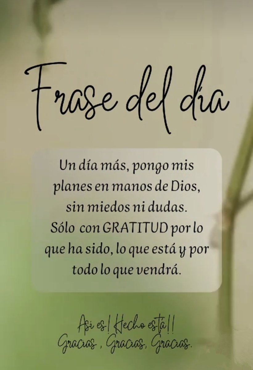 En tus manos Dios pongo mi Día. 
Gracias por siempre estar a mi lado Dios...