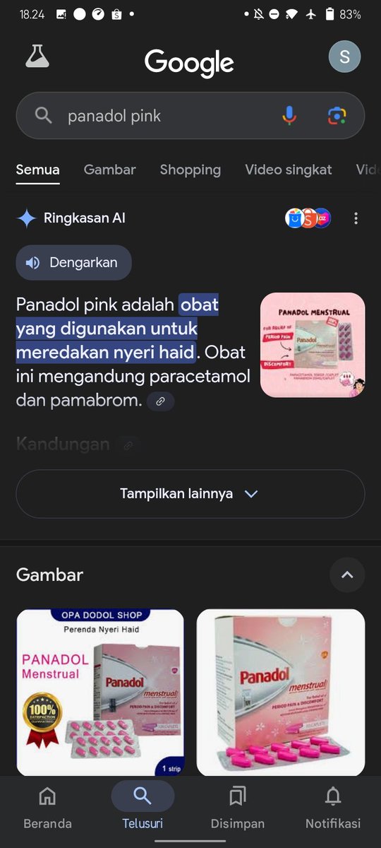 bjir lah padahal emg beneran ada Panadol pink buat haid kenapa mba² apoteknya malah ngetawain si katanya cm buat anak kecil doang, klo kudet gausa pke acara ngetawain dong norak bgt👎