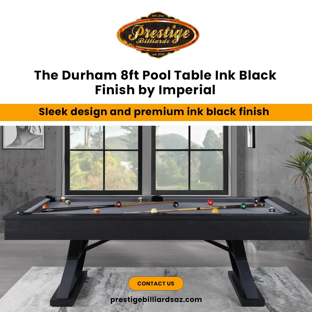 pooltableaz's tweet photo. Elevate your game with the Durham Pool Table's sleek ink black finish. 🎱✨
#DurhamPoolTable #InkBlackFinish #8ftPoolTable #ImperialBilliards #PrestigeBilliards #PoolTableStyle #HomeEntertainment #BilliardRoom #LuxuryGaming #GameRoomGoals #BilliardsLife #PoolTableDesign https://t.co/8F1LF7x6Va