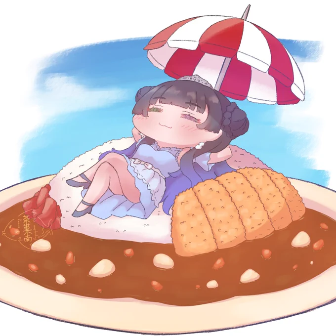 今日は #カレーの日 らしいので今月もオツカレーです来月も沢山描きますヨー#ねぇま〜しろ #ゆきしろアート 