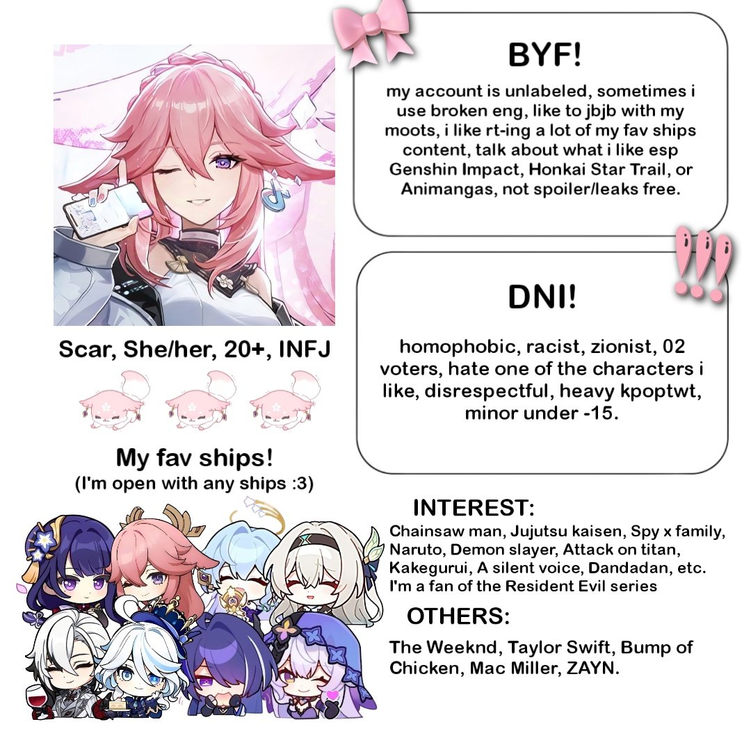 HEMMLLOO #genshintwt #hsrtwt aku bawa fcv buat cri tmen yg banyak‼️ for more u can check it on my carrd (⁠≧⁠▽⁠≦⁠) pls do not follow first, just leave a trace and i’ll hyu🤞. 

rts are appreciated