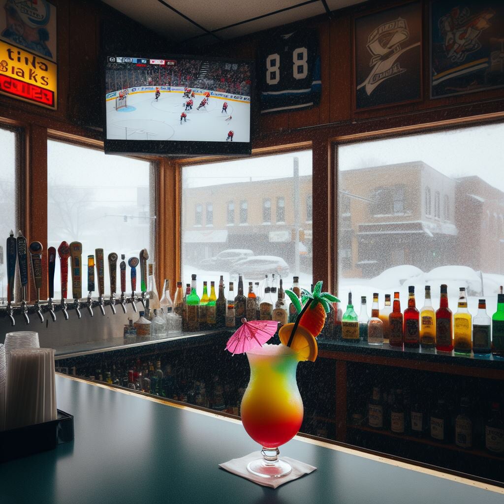 20 degress and the hockey game's on
Nobody cares, they are way too far gone
Screamin', "Boat drinks"
Somethin' to keep them all warm

This morning
I shot six holes in my freezer
I think I got cabin fever
Somebody sound the alarm