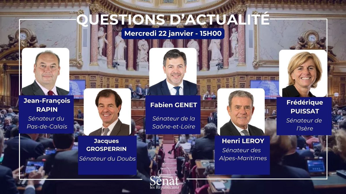 Retrouvez nos sénateurs dès 15H00 lors dès questions d’actualité au Gouvernement.

Le rôle du Sénat est aussi de contrôler l’action du Gouvernement !

#QAG #Sénat