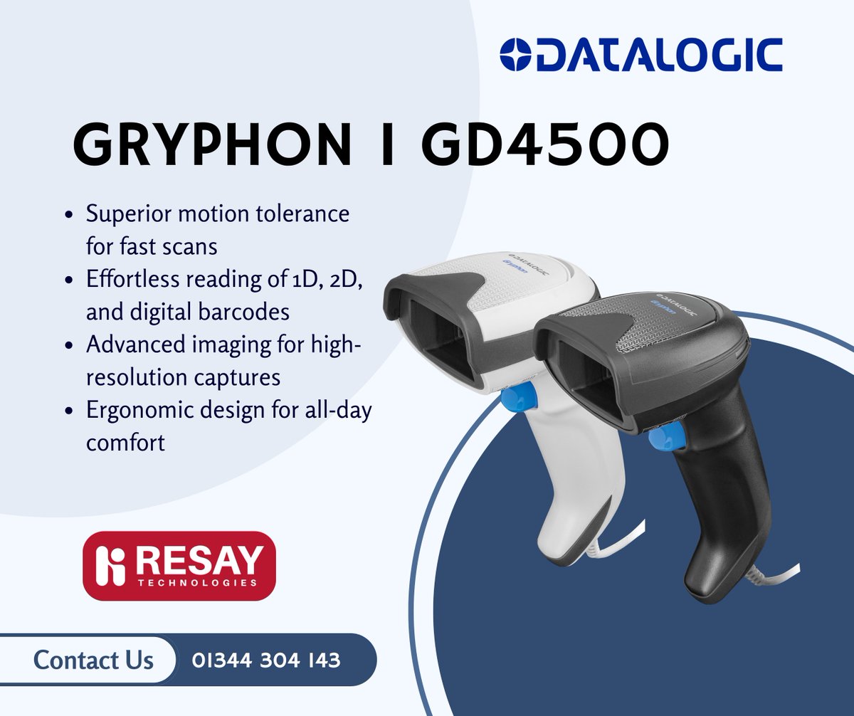 ResayTec's tweet image. 🚀 Scan Smarter with the Datalogic Gryphon I GD4500 🚀

📥 Discover more: resay.co.uk/product/datalo…

#Datalogic #GryphonGD4500 #BarcodeScanner #2DScanner #BusinessSolutions #Efficiency