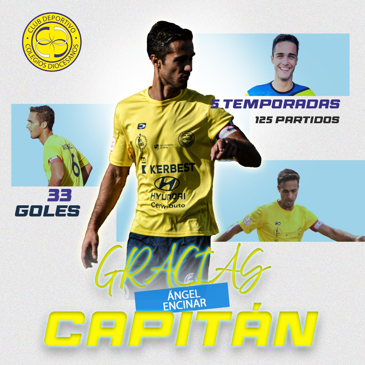 Nuestro capitán, Ángel Encinar, ha decidido poner fin a su carrera como futbolista profesional.

Pieza clave en momentos inolvidables, su papel ha sido determinante en la historia de nuestro club. 

Desde el Dioces solo tenemos palabras de agradecimiento 

¡Gracias, capitán!