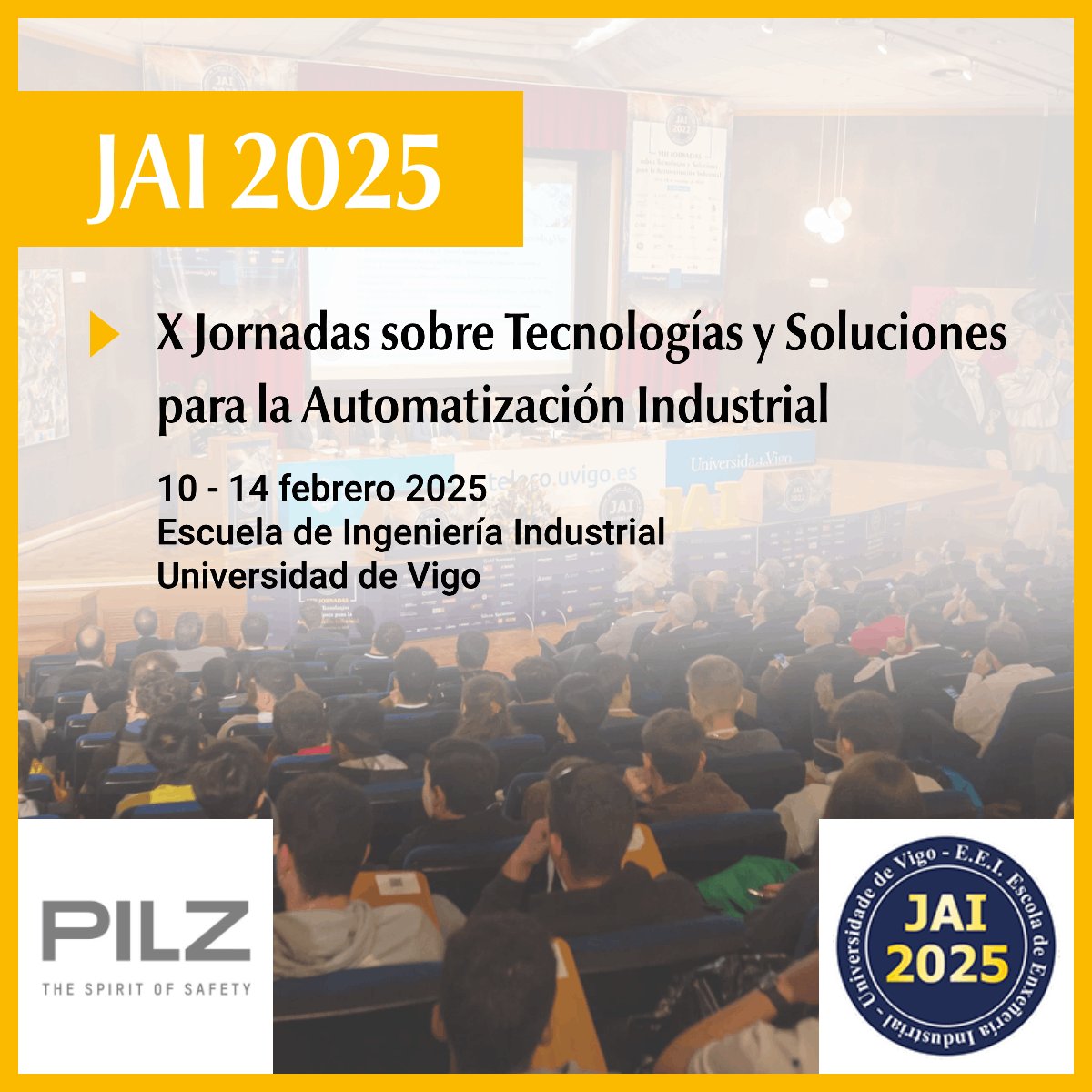 Pilz_ES_PT's tweet photo. 📆 Del 10 al 14 de febrero, la @uvigo acoge las @JAI_UVIGO, en las que estarán presentes las empresas referentes de la #automatización industrial, entre ellas Pilz. En los próximos días detallaremos nuestra participación. ¿Nos vemos en Vigo?
👉️ https://t.co/P8TnRB0ydD https://t.co/omvK72Diy9