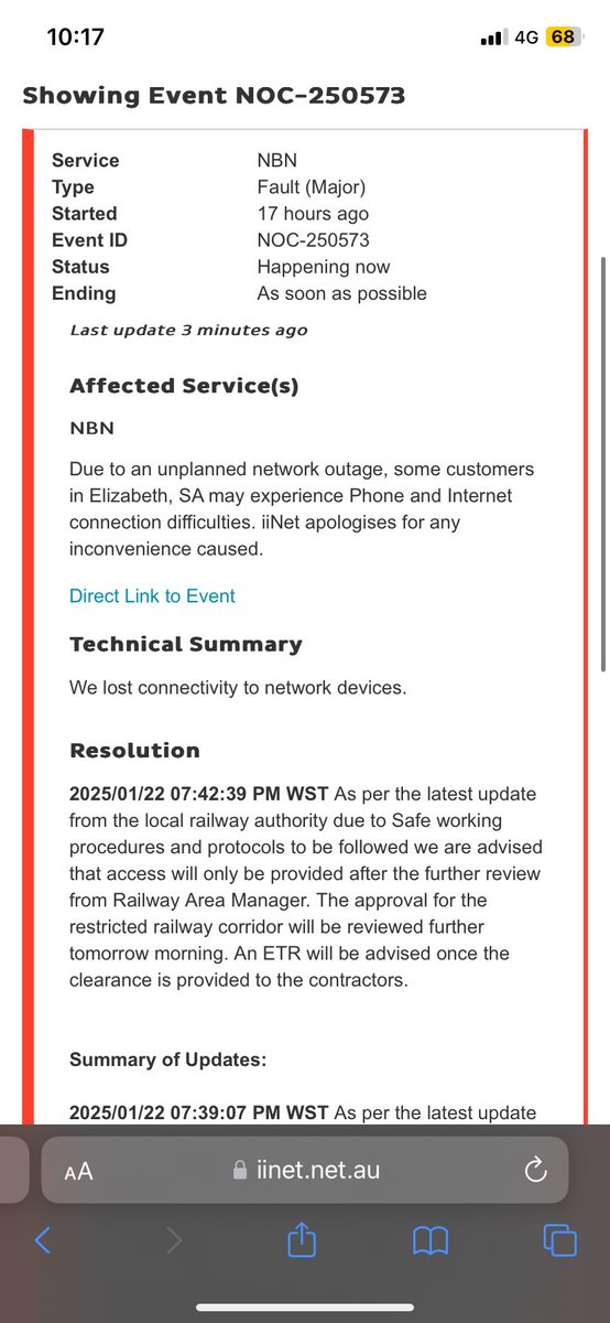 vintagelace's tweet photo. Hey @AdelaideMetroSA since when is it acceptable to deny @TPG_Telecom access to fix the issue blocking internet for thousands of people north of Adelaide? Why wasn’t a review done earlier? It’s been nearly 24 hours… https://t.co/bEvP5me1k2