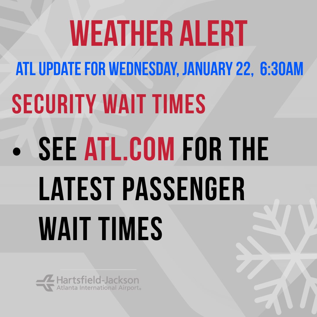 Please continue to monitor all ATL Airport social platforms and our stories for updates. ☁️✈️