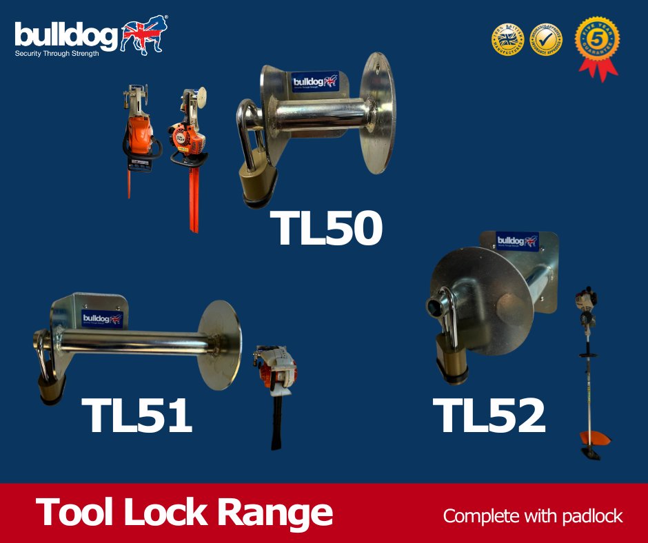 BulldogSecure1's tweet image. The Bulldog Tool Lock range prevents unauthorised access to tools with a closed handle. Models suitable for chainsaws, hedge trimmers, strimmer's, leaf blowers and other high value items. #BritishManufactured #ToolSecurity #Combatruralcrime