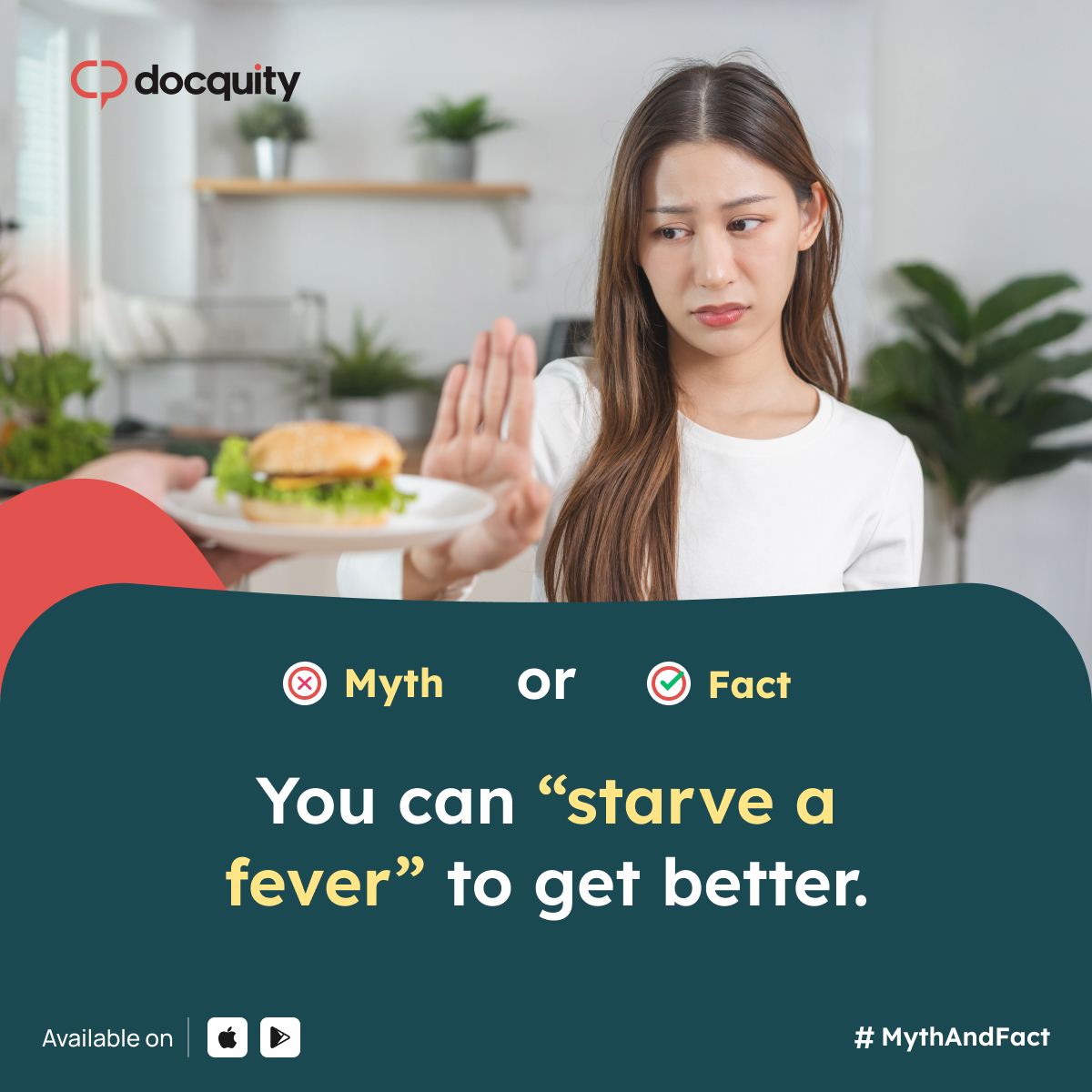 Docquity_PH's tweet image. That's a MYTH. Staying well-nourished and hydrated is essential when sick; the body needs energy and fluids to fight infection effectively.
.
.
#docquity #mythandfact #ClinicalInsights #MedicalInsights #fever #doctor #MythOrFact #philippines #malaysia #indonesia